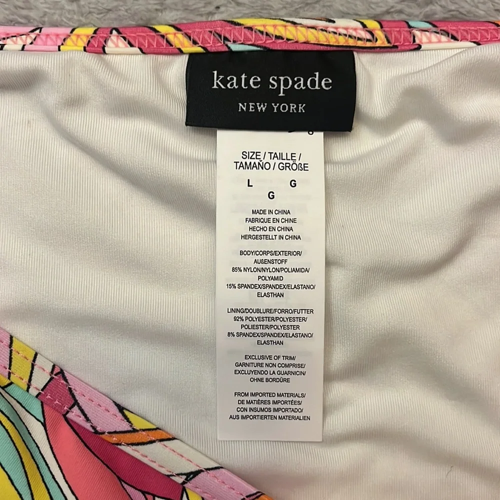 Kate Spade Pink Yellow Floral Underwire Bikini Size Large New